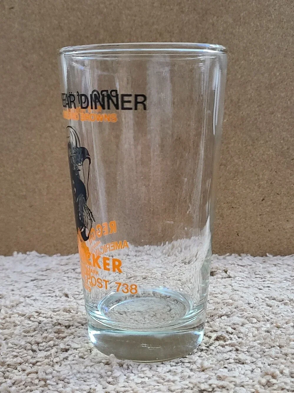 Vintage Reggie Rucker Cleveland Browns Pro of the Year Dinner Glass
